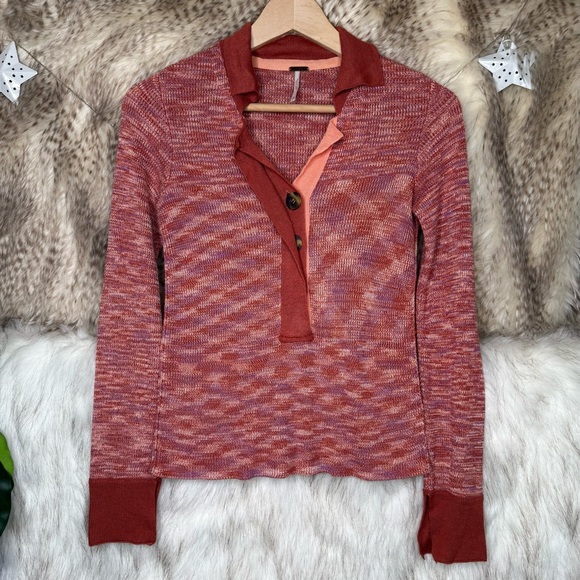 Free People Making Memories Henley Sweater - Terracotta - Picture 2 of 8